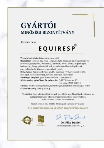 EQUIRESP – Respiratory Support Supplement for Horses, 1000 g
