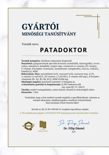 PATADOKTOR – pata és szarutámogató, 1000 ml - lovaknak