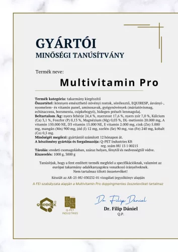MULTIVITAMIN PRO – komplex immun-támogató, 1000 gramm - lovaknak
